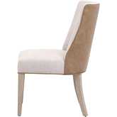 Duet Dining Chair in Bisque French Linen, Toast Brown Vegan Leather & Gray Wood 6490UP.NG/BIS/IVT